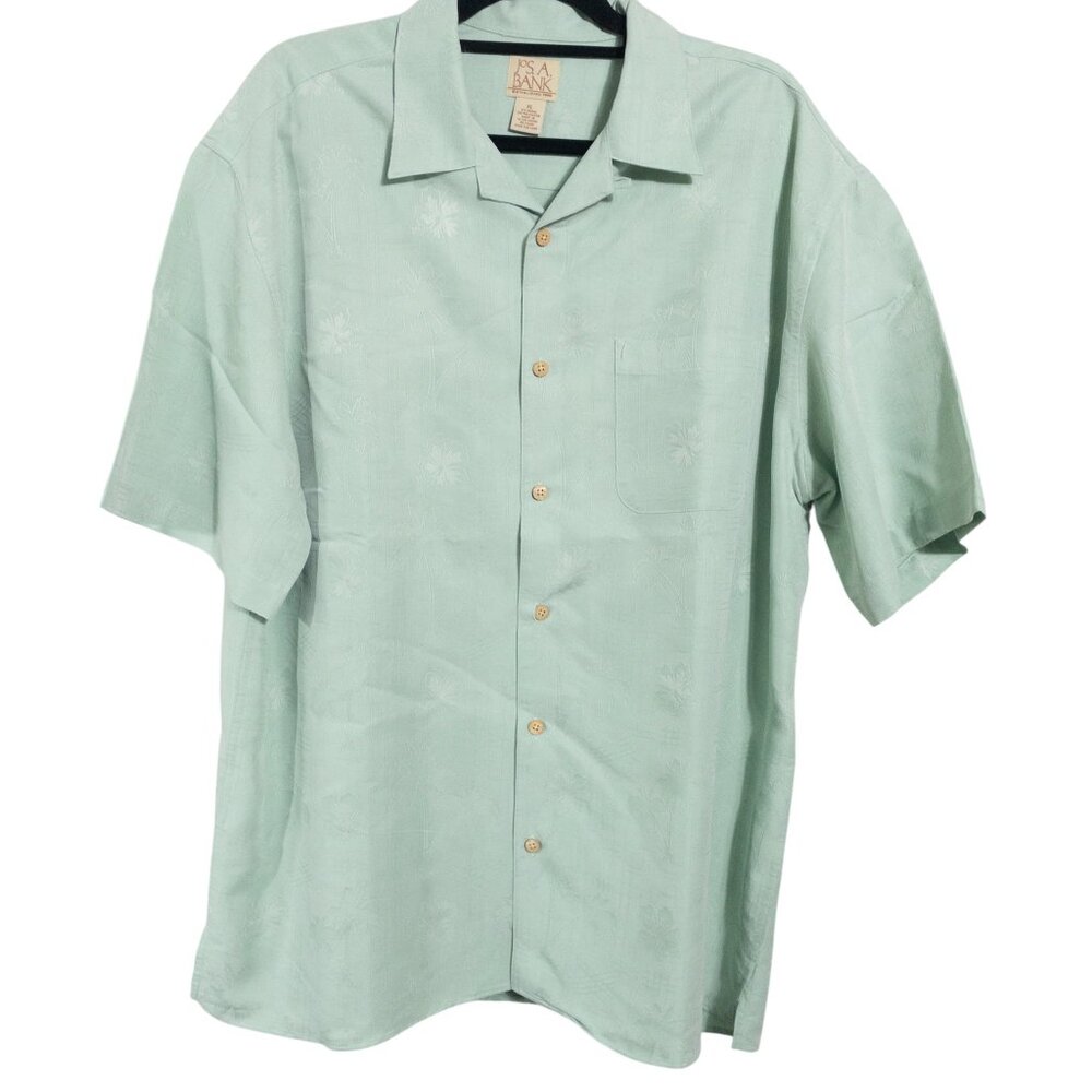 JoS A Bank Sage Short Sleeve Button Down Shirt SZ XL Hawaiian Print Tropical